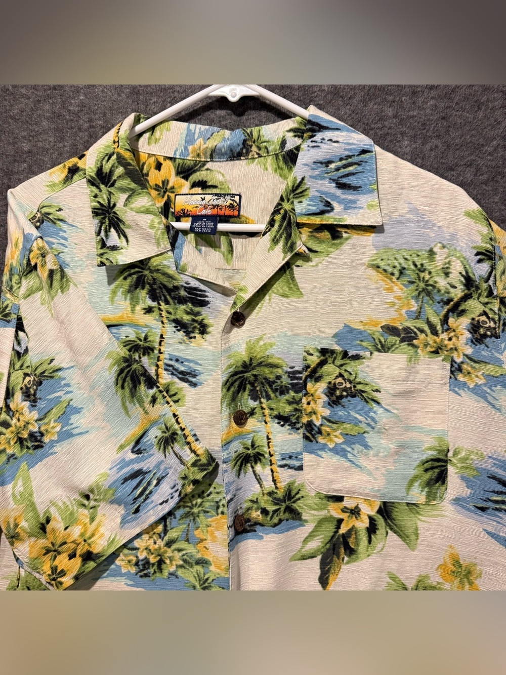Havana Jacks Cafe Vtg Hawaiian 100% Silk Shirt Mens M Graphic Button Up Floral